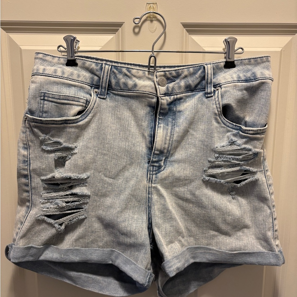 Light Blue Distressed Denim Shorts